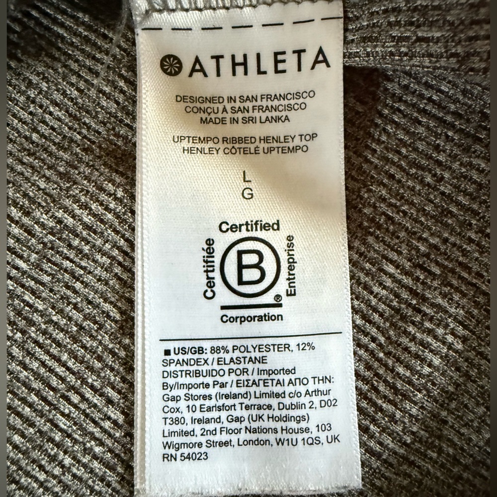 Athleta Untempo Ribbed Henley - Gray - Size Large - Like New - Picture 6 of 8